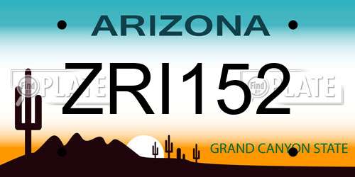 ZRI152 Arizona License Plate