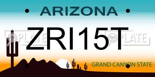 ZRI15T Arizona License Plate
