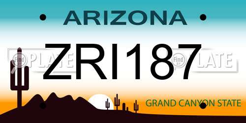 ZRI187 Arizona License Plate