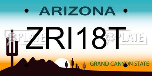 ZRI18T Arizona License Plate