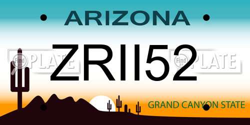 ZRII52 Arizona License Plate