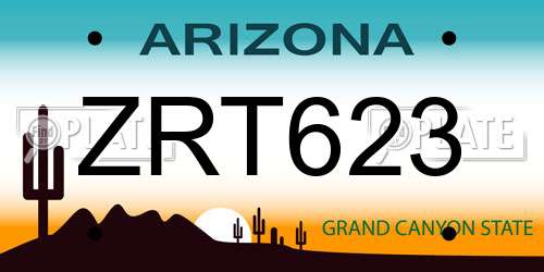 ZRT623 Arizona License Plate