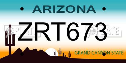 ZRT673 Arizona License Plate