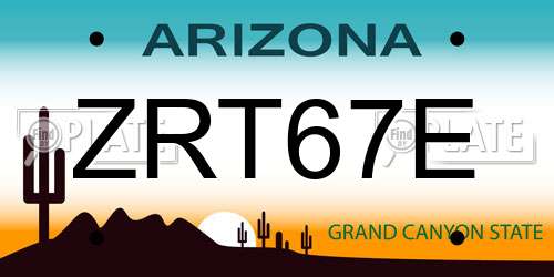 ZRT67E Arizona License Plate