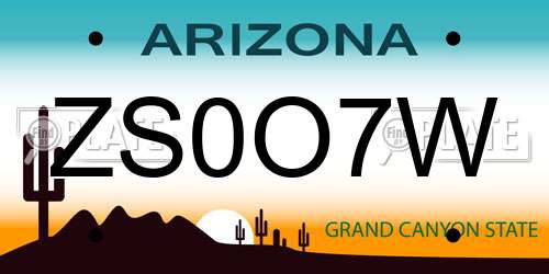 ZS0O7W Arizona License Plate