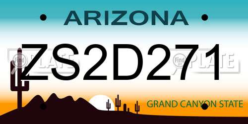 ZS2D271 Arizona License Plate