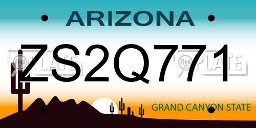ZS2Q771 Arizona License Plate
