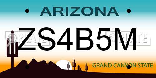 ZS4B5M Arizona License Plate
