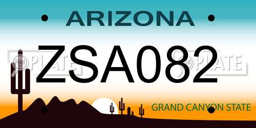 ZSA082 Arizona License Plate