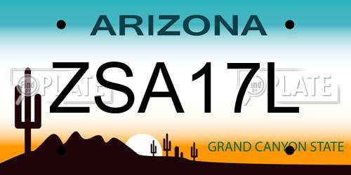 ZSA17L Arizona License Plate