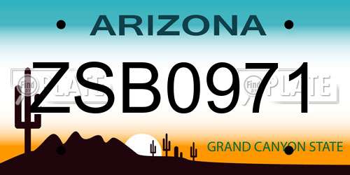 ZSB0971 Arizona License Plate