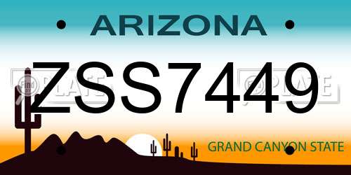 ZSS7449 Arizona License Plate