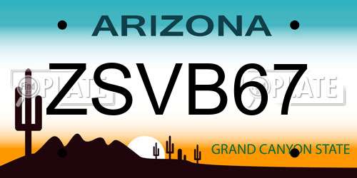ZSVB67 Arizona License Plate