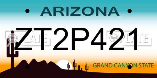 ZT2P421 Arizona License Plate