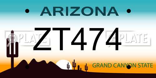 ZT474 Arizona License Plate
