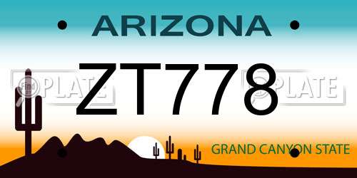 ZT778 Arizona License Plate