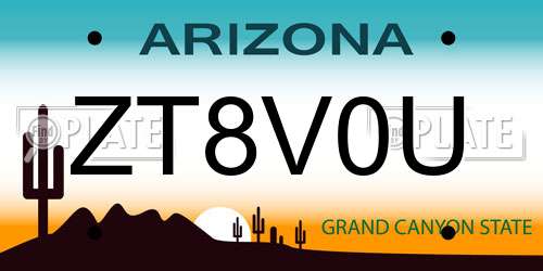 ZT8V0U Arizona License Plate