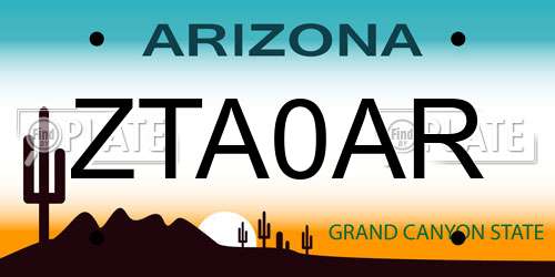 ZTA0AR Arizona License Plate