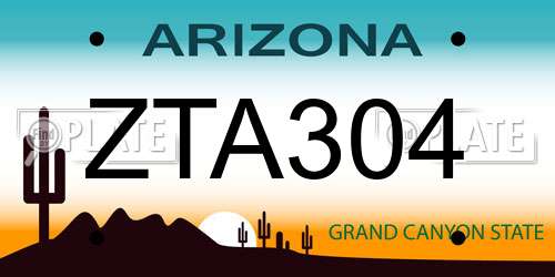 ZTA304 Arizona License Plate