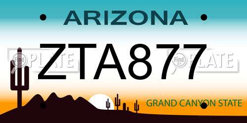 ZTA877 Arizona License Plate