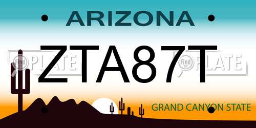 ZTA87T Arizona License Plate