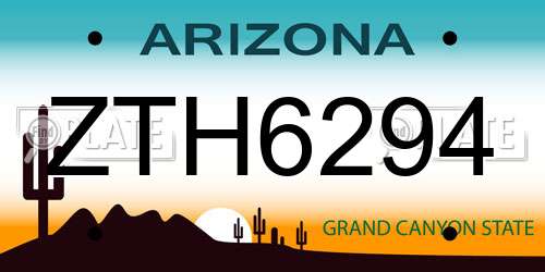 ZTH6294 Arizona License Plate