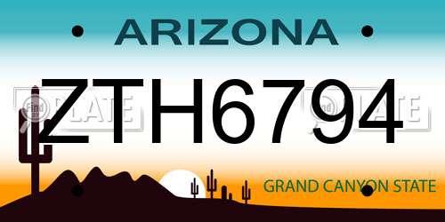 ZTH6794 Arizona License Plate