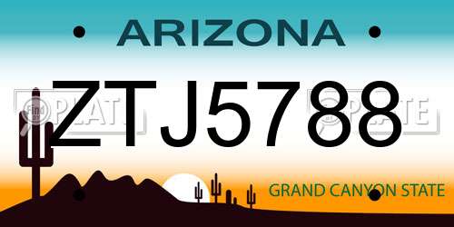 ZTJ5788 Arizona License Plate