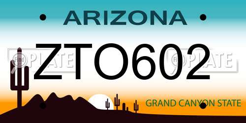 ZTO602 Arizona License Plate