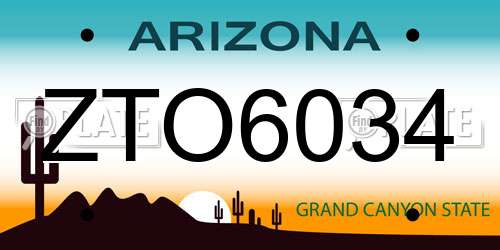 ZTO6034 Arizona License Plate