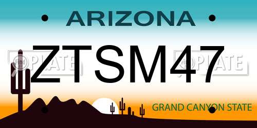 ZTSM47 Arizona License Plate