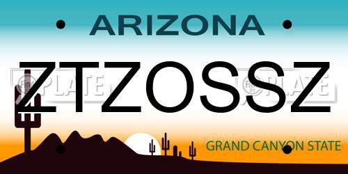 ZTZOSSZ Arizona License Plate