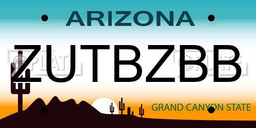ZUTBZBB Arizona License Plate