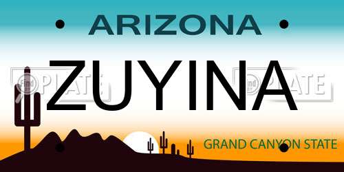 ZUYINA Arizona License Plate