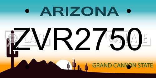 ZVR2750 Arizona License Plate