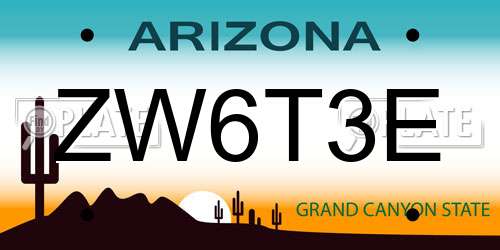 ZW6T3E Arizona License Plate