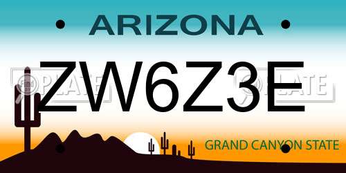 ZW6Z3E Arizona License Plate
