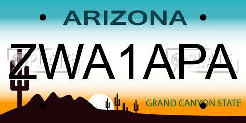 ZWA1APA Arizona License Plate