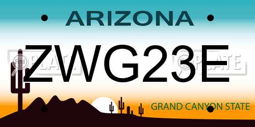 ZWG23E Arizona License Plate