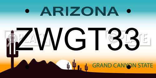 ZWGT33 Arizona License Plate
