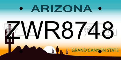 ZWR8748 Arizona License Plate