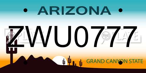ZWU0777 Arizona License Plate