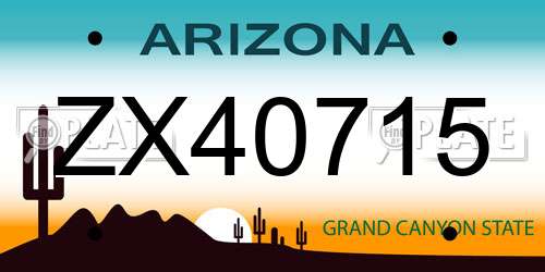 ZX40715 Arizona License Plate