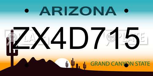 ZX4D715 Arizona License Plate