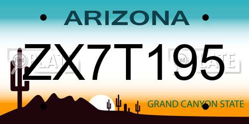 ZX7T195 Arizona License Plate