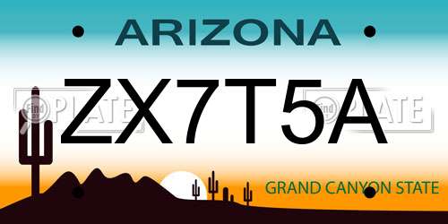 ZX7T5A Arizona License Plate