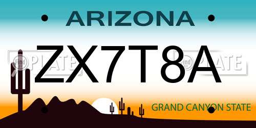 ZX7T8A Arizona License Plate