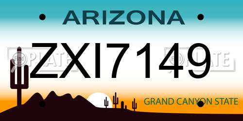 ZXI7149 Arizona License Plate