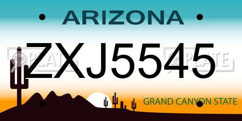 ZXJ5545 Arizona License Plate