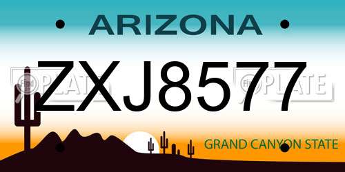ZXJ8577 Arizona License Plate